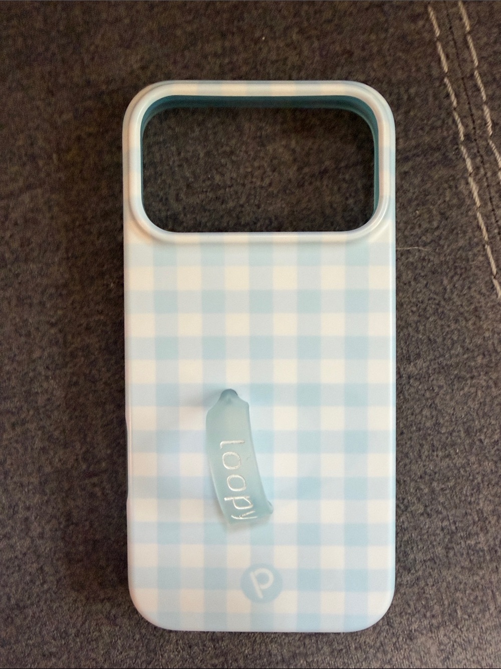 Loopy Case Light Blue Gingham Phone Case with Grip Loop